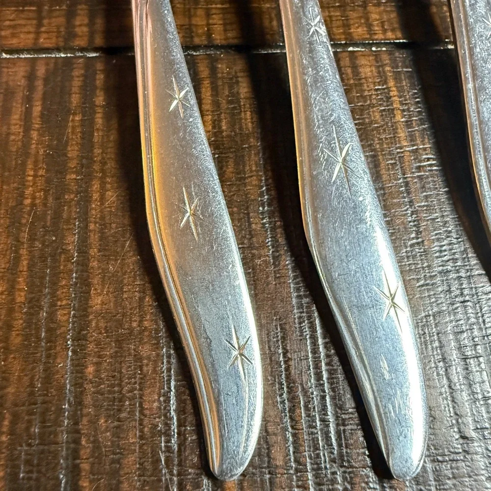 Lot of 4 Mar-Crest Starburst Stainless Steel Flatware 7